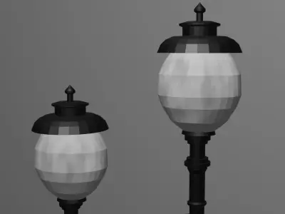 Lantern in the park with light PBR Game-ready Low-poly 3D model