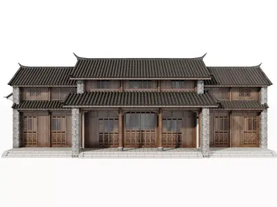 Japan Historic Courtyard House Facade 3D model