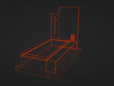 Marble tombstone in two colors Low-poly 3D model