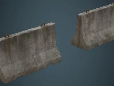 Concrete Barrier 1B Low-poly 3D model