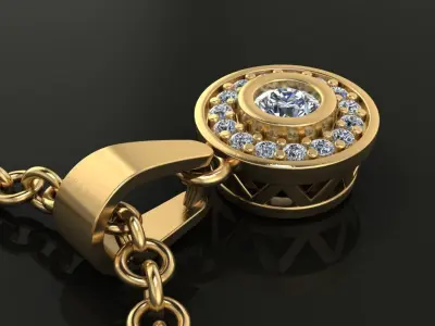 Halo Bezel Diamond V Gallery Pendant 3D print model