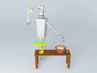 Hanukkah robot making food on table Free 3D model