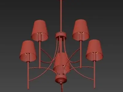 Millau Collection 5 Light Satin Gold Chandelier with  3D model purchase