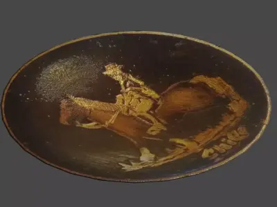 metallic plate with ornaments from Chile Low-poly 3D model