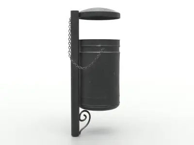 Metal Street Trash Bin 4K PBR Game Ready UV Unwrapped vol 01 Low-poly 3D model