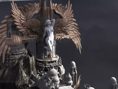 Steampunk Time Castle City  3D model