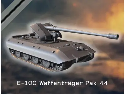 E-100 Waffentrager 128mm Pak 44 Entwicklung tank destroyer - Ger 3D print model