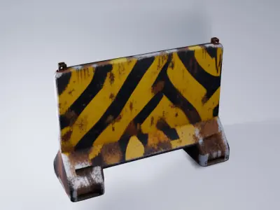 Concrete Street Barricade - Low Poly Game Asset 3D model