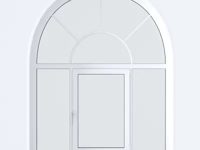 A set of arched plastic Windows Low-poly 3D model