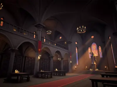 Modular Monastery Low-poly 3D model