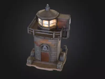 Pixel Lighthouse Low-poly 3D model