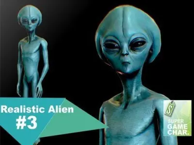 Realistic Alien 3 Space Alien Low-poly 3D model