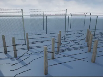 Modular Barbed-Wire Fence Collection 3D Model Pack