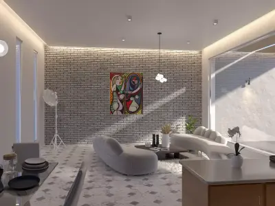 Modern Interior Living and dining room  3D model