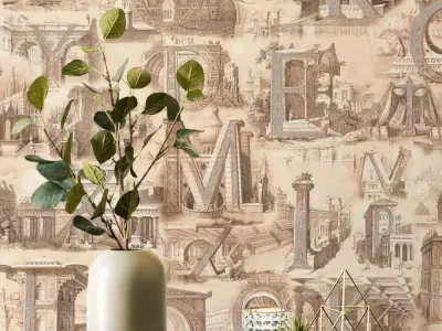 Vintage Architectural Alphabet Wallpaper  Texture