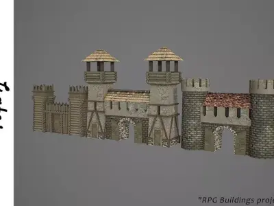 Gates medieval castle Low-poly 3D model