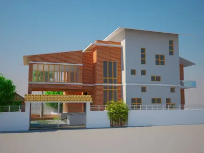 Vila or duplex building  3D model