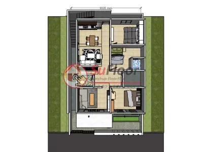 House 9x15m code 433- Sketchup 3D model 3D model