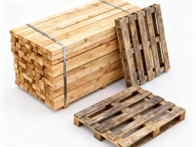 Stack of Raw Construction Lumber and Pallets 3D Model Low-poly 3D model