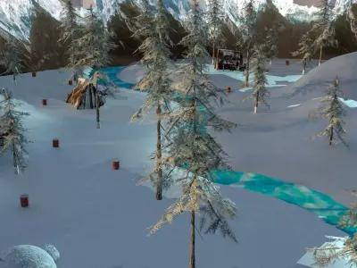 Snow Terrain Landscape  Low-poly 3D model