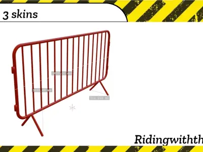 Metal Pedestrian Barrier Low-poly 3D model