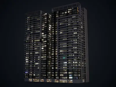 Apartment Building Day and Night Low-poly 3D model
