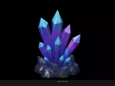 Low Poly Stylized Magic Crystal Cluster - Fantasy Ore Low-poly 3D model