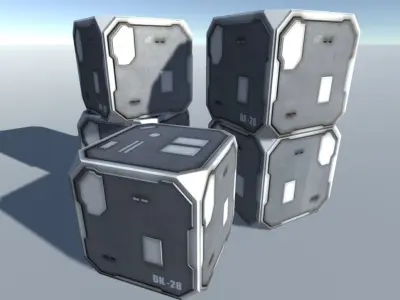 Sci-Fi Crates Low-poly 3D model