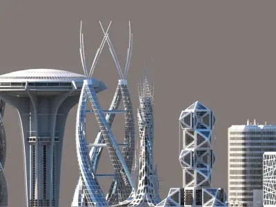 Futuristic Skyscrapers 3D model buy