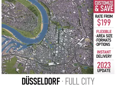 Dusseldorf - 3D City Model Low-poly 3D model
