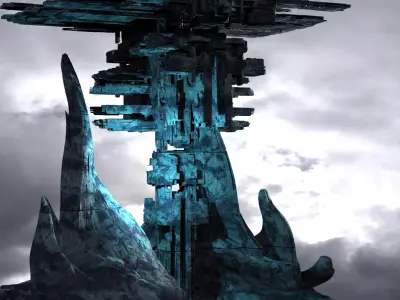 Ice Sci fi Base Tower Rocks 2 3D model