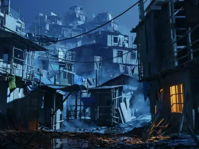 Abandoned Buildings Low-poly 3D model