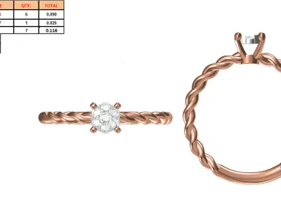 Light Weight Wedding Engagement Women Ring STL JCD Details 3D print model