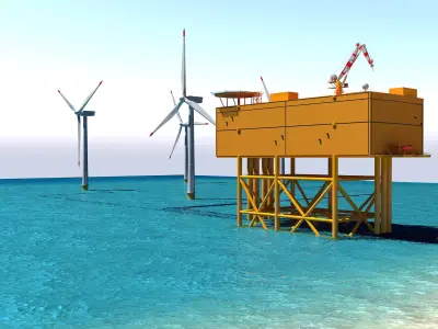 Offshore Wind Farm Scene 3D model