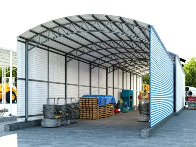 Industrial-style warehouse Low-poly 3D model