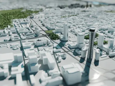 City model - Warsaw Capitol of Poland - Low poly buildings 3D model