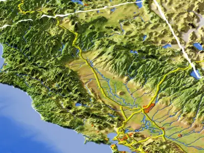 California High resolution 3D relief maps 3D model