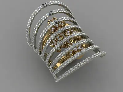 Double Tone Diamond 3d Model Print Ring 3D print model 3D print model
