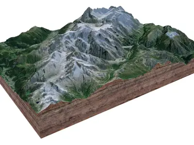 Mont Blanc Mountain Italy 3D model