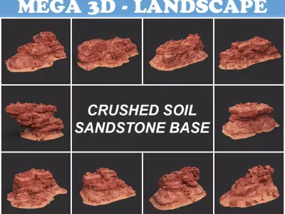 Low poly Crushed Soil Sandstone Base 210911 Low-poly 3D model