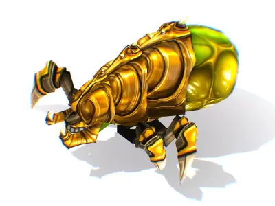 Animated Green Flea Monster Bug Low-poly 3D model