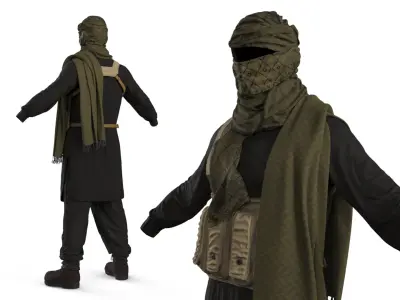  Arab Terrorist Clothing Set with Face Cover Black 