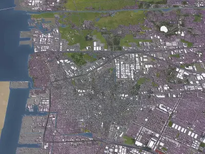 Jakarta Utara - 3D City Model Low-poly 3D model
