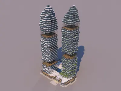 0182 - Skyscraper Architecture 3D Project - 2D Drawings 3D model