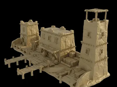 Small Desert Dock Tabletop Terrain 28 MM 3D print model