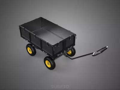 GARDEN STEEL MESH TRAY WHEELBARROW DUMP WAGON CART TROLLEY CARGO 3D model