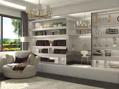 Modern Study Room Interior 3D model