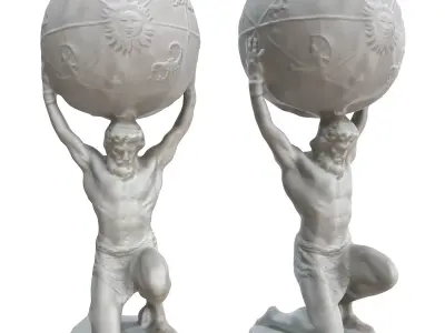 statue of a man carrying a sphere 3D model