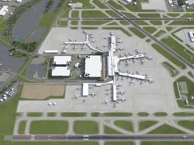 Charlotte Douglas Airport Low-poly 3D model