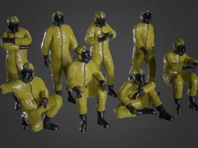 Man in BioSuit with Poses Low-poly 3D model